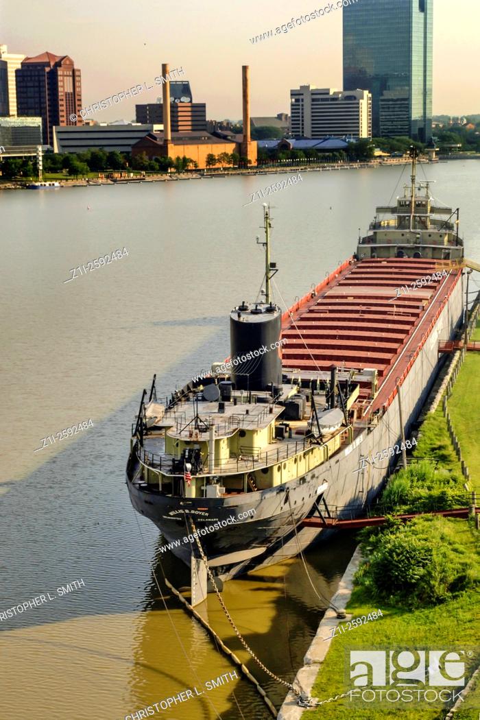 Stock Photo: S. S. Willis B. Boyer Great lakes Freighter moared on the Maumee River.