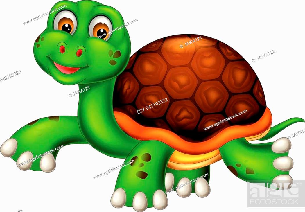 vector illustration of cute turtle cartoon walking with smiling and waving,  Stock Vector, Vector And Low Budget Royalty Free Image. Pic. ESY-043193322  | agefotostock