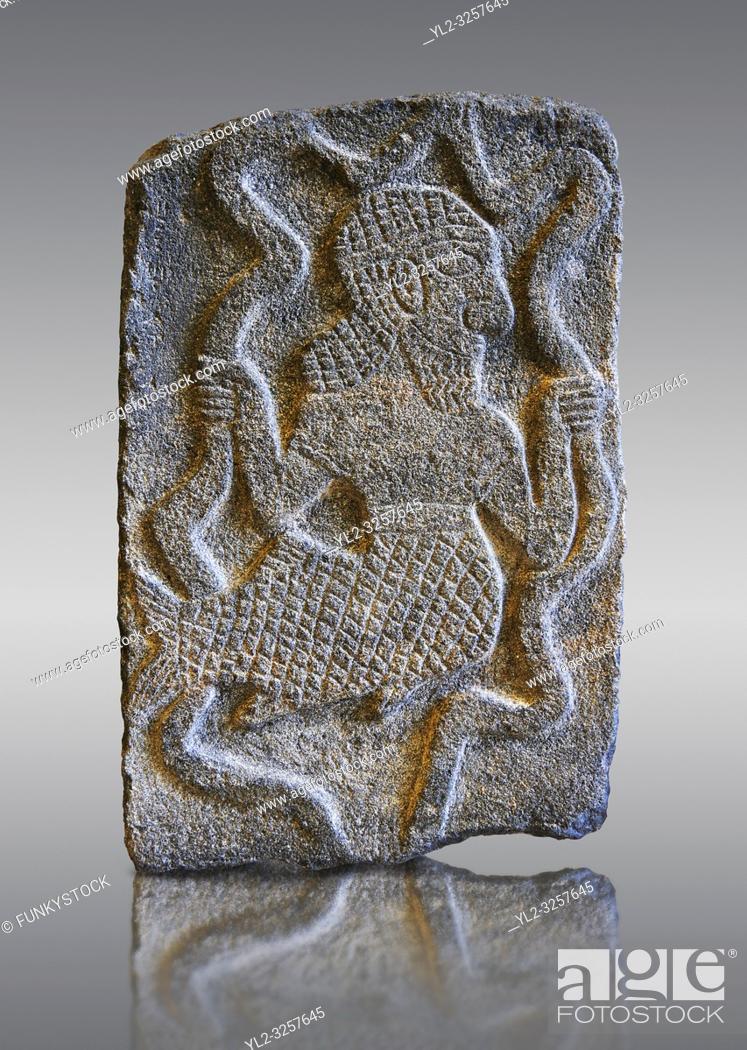 Stock Photo: 9th century BC stone Neo-Hittite/ Aramaean Orthostats from Palace Temple of the Aramaean city of Tell Halaf in northeastern Syria close to the Turkish border.