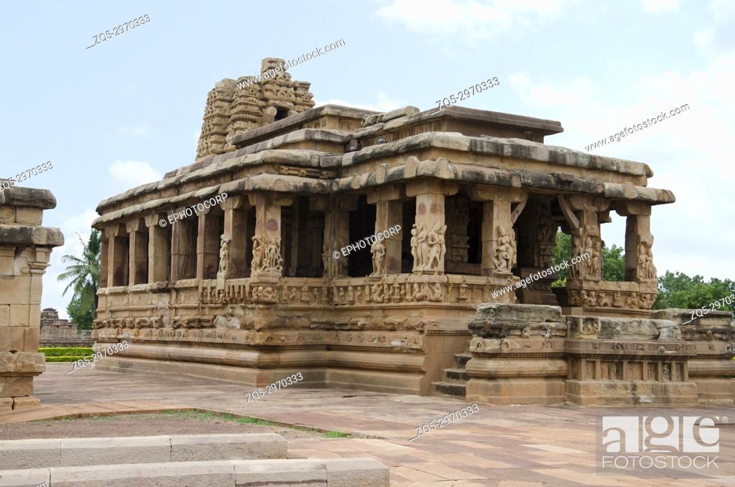 Stock Photo: Pattadakal temple complex, UNESCO World Heritage site featuring 6th and 7th-century Hindu (Shaivism) and Jain temples, Karnataka, India.