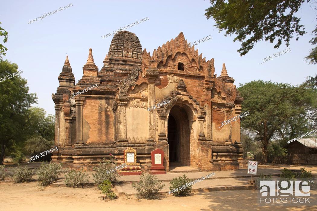 Stock Photo: Gubyauknge temple, Old Bagan and Nyaung U village area, Mandalay region, Myanmar, Asia.