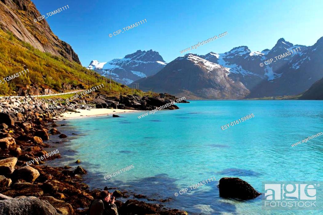 Stock Photo: Mountains and fjord in Norway - Lofoten.