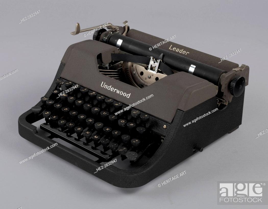 Stock Photo: Underwood typewriter and case, ca. 1950. Creator: Underwood Typewriter Company.