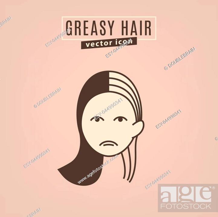 Greasy hair icon. Hair problems collection. Vector illustration in flat  style isolated on a beige..., Stock Vector, Vector And Low Budget Royalty  Free Image. Pic. ESY-044990341 | agefotostock