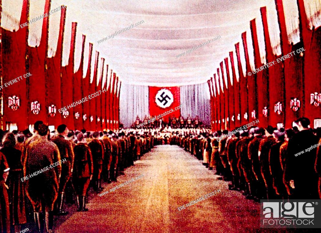 Nazi Germany, SA Sturmabteilung troops in the Congress Hall, Nuremberg, 1933, Stock Photo, Photo et Image Droits gérés. Photo ERE-H4DNAGE-EC027-H | agefotostock