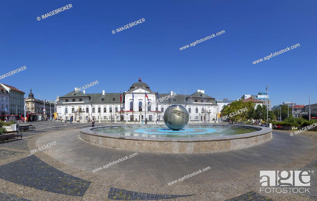 Stock Photo: Grassalkovich Palace, Residential Palace, Presidential Palace, Bratislava, Slovakia, Europe.