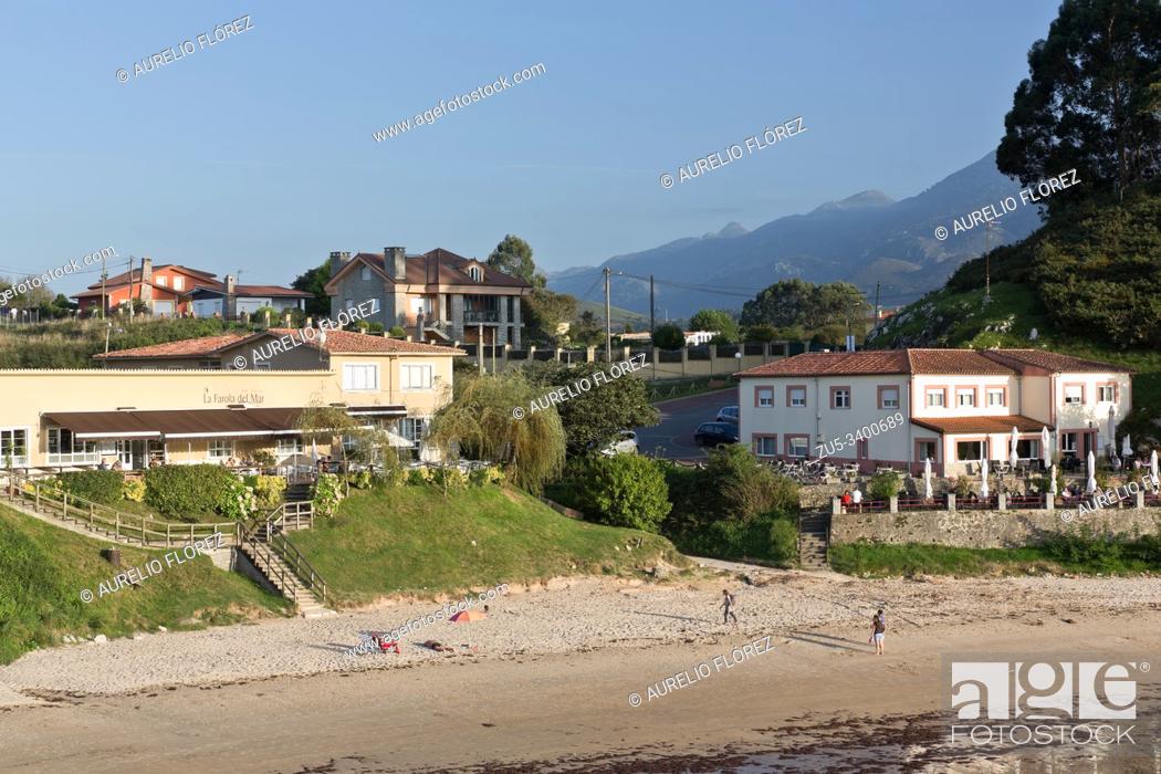 Stock Photo: The Beach of Poo, is located in Poo, in the western half of the Llanes council, Asturias. It is framed on the beaches of the Eastern Coast of Asturias.
