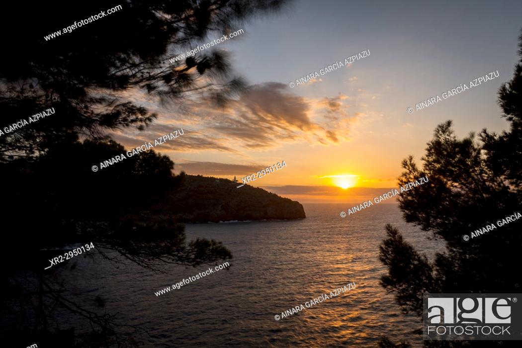 Stock Photo: Sunset in Port de Soller, Majorca, Balearic Islands.