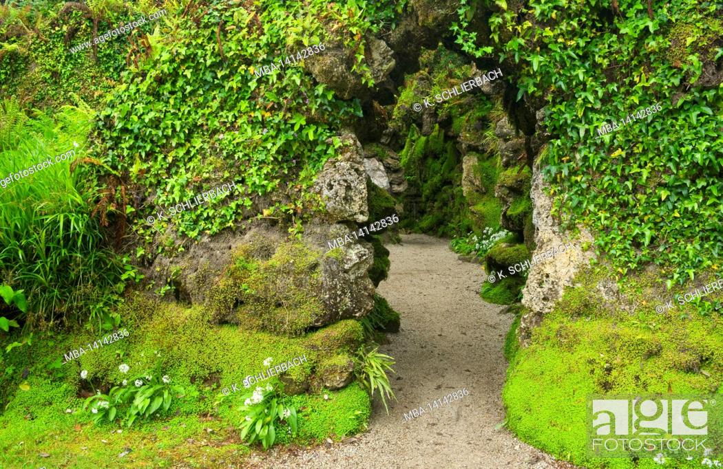 Imagen: europe, republic of ireland, county wicklow, powerscourt gardens near enniskerry, grotto made of petrified sphagnum moss.