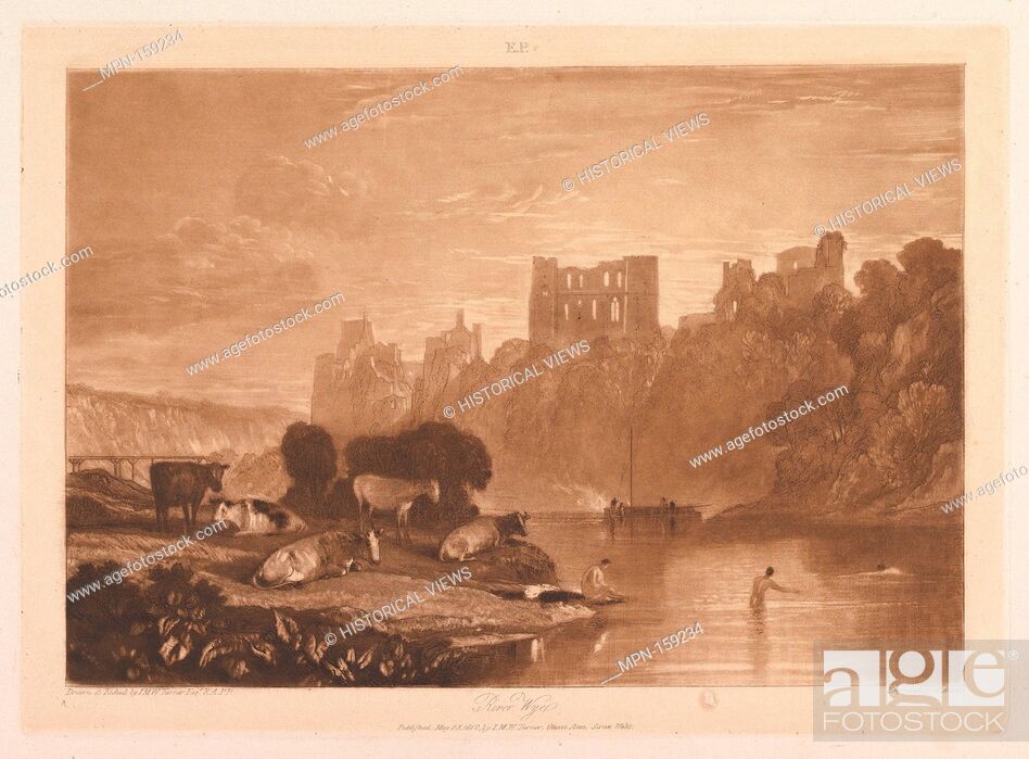 Stock Photo: River Wye (Liber Studiorum, part X, plate 48). Artist: Designed and etched by Joseph Mallord William Turner (British, London 1775-1851 London); Engraver:.
