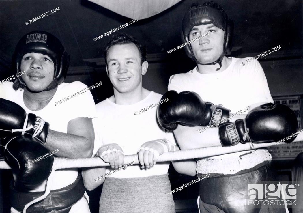 Stock Photo: May 03, 1957 - London, England, United Kingdom - YOLANDE POMPEY (L), SAMMY MCCARTHY, and LEW LAZAR are the new rising stars of boxing.
