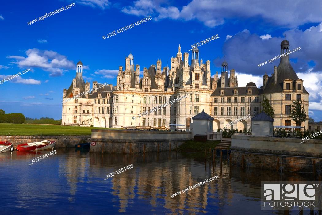 Stock Photo: Chambord, Chambord Castle, Chateau de Chambord, Loir et Cher, Loire Valley, Loire River, Val de Loire, UNESCO World Heritage Site, France.