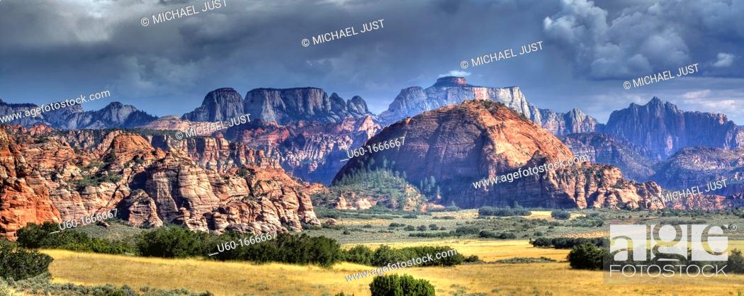 Stock Photo: Panorama from the Kolob Terrace area at Zion National Park, Utah, USA.