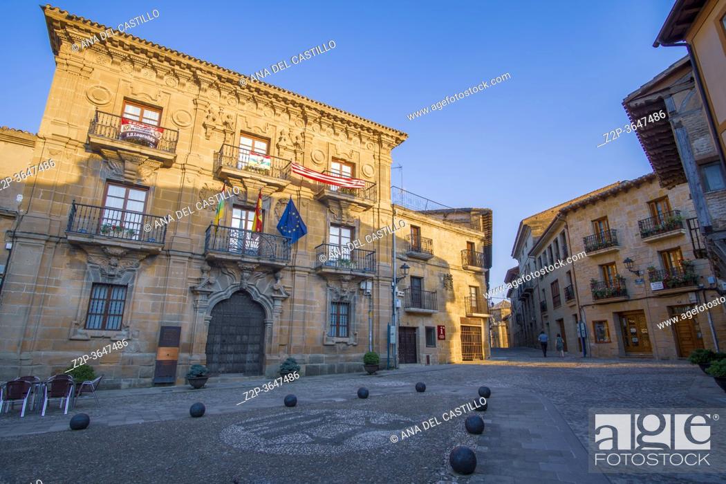Stock Photo: Briones La Rioja Spain on July, 20, 2020: is part of the Most Beautiful Villages in Spain. The town hall palace.