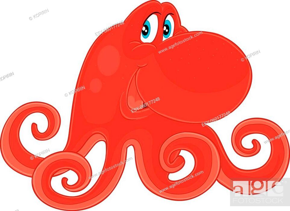 cute red octopus with big eyes, cartoon illustration, isolated object on a  white background, Stock Vector, Vector And Low Budget Royalty Free Image.  Pic. ESY-060177248 | agefotostock