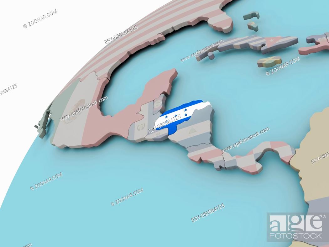 Imagen: Honduras on political globe with embedded flags. 3D illustration.