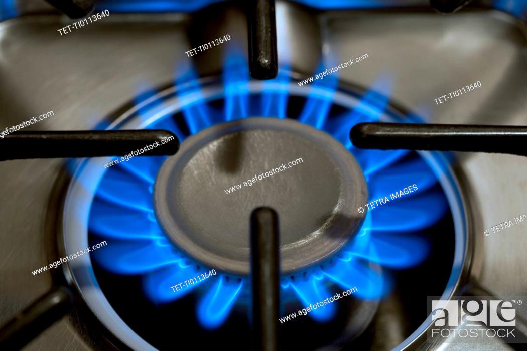 Stock Photo: Closeup of gas-burning range.