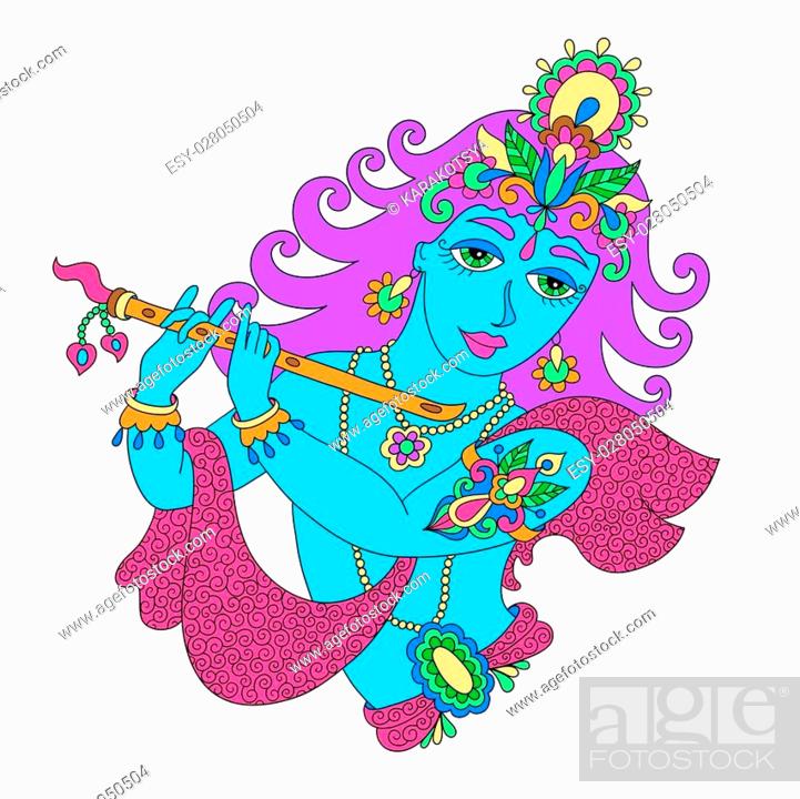 drawing of god lord Krishna for Janmashtami festival, vector illustration,  Stock Vector, Vector And Low Budget Royalty Free Image. Pic. ESY-028050504  | agefotostock