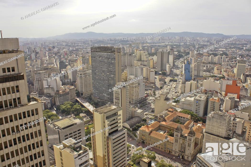 Stock Photo: Sao Paulo, Modern city panoramic view with skycrapers, Brazil, South America.