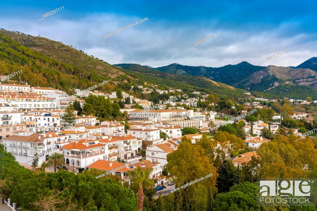 Stock Photo: Historic old white village of Mijas, Andalucia, Spain, Europe.