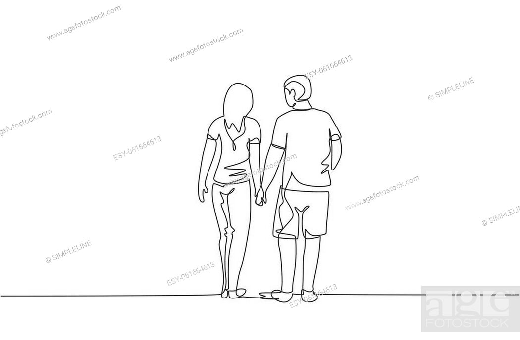 Image Details IST_17050_05159 - Vector cartoon stick figure drawing  conceptual illustration of couple of man and pregnant woman walking together  and holding hands.. Vector Cartoon of Couple of Man and Pregnant Woman
