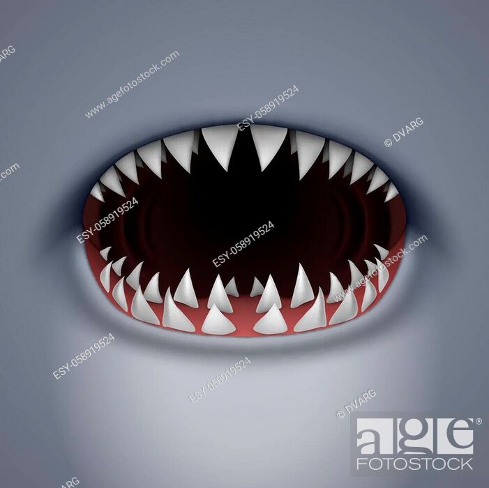 Cartoon Spooky Shark Jaw Isolated on Gray Background. Horror Background for  Halloween Concept, Stock Vector, Vector And Low Budget Royalty Free Image.  Pic. ESY-058919524 | agefotostock