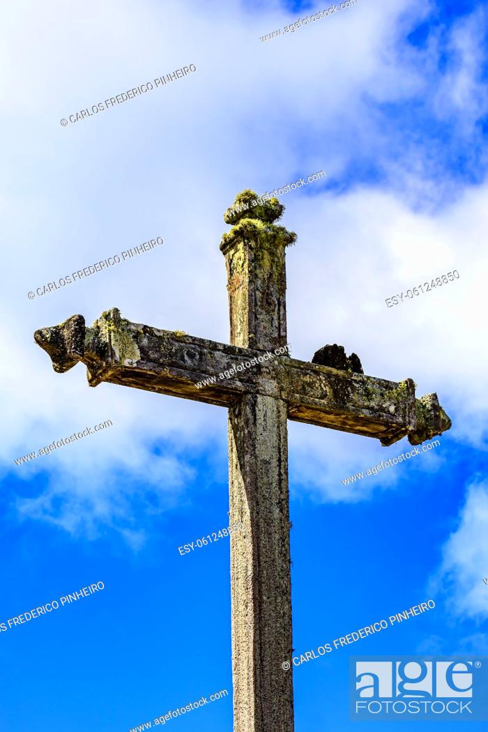 Ancient stone Catholic crucifix covered by parasitic plants and moss built  in the late 17th century..., Stock Photo, Picture And Low Budget Royalty  Free Image. Pic. ESY-061248850 | agefotostock