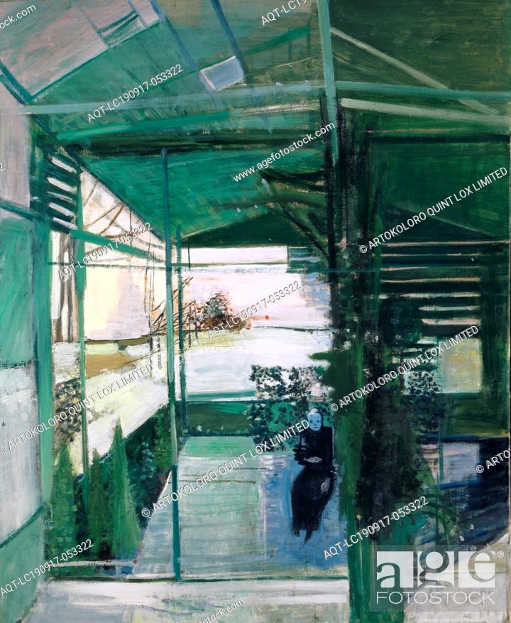 Stock Photo: Old Woman in the Greenhouse, 1936, oil on canvas, 100 x 82 cm, signed and dated lower right: W.K., Wiemken, 36., Walter Kurt Wiemken.