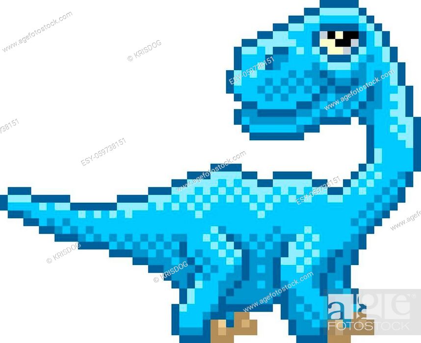Diplodocus or brontosaurus brachiosaurus 8 bit pixel art dinosaur animal  retro arcade video game..., Stock Vector, Vector And Low Budget Royalty  Free Image. Pic. ESY-059738151 | agefotostock