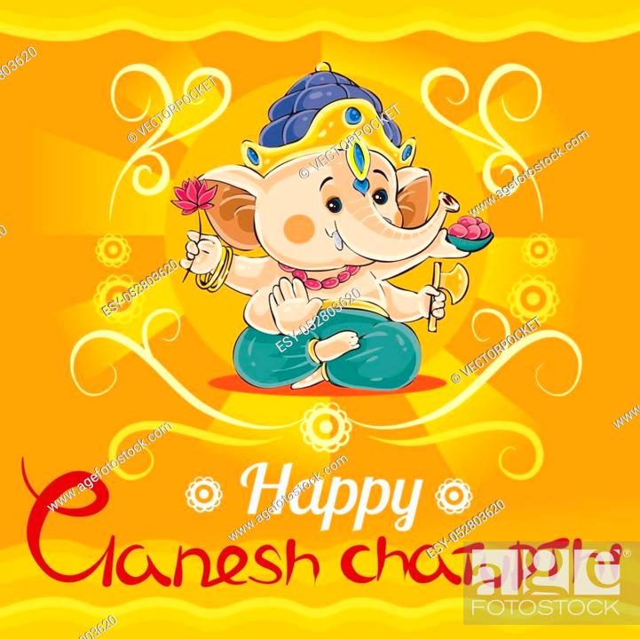 Happy Ganesh Chaturthi, traditional holiday in hinduism vector cartoon  illustration, Stock Vector, Vector And Low Budget Royalty Free Image. Pic.  ESY-052803620 | agefotostock