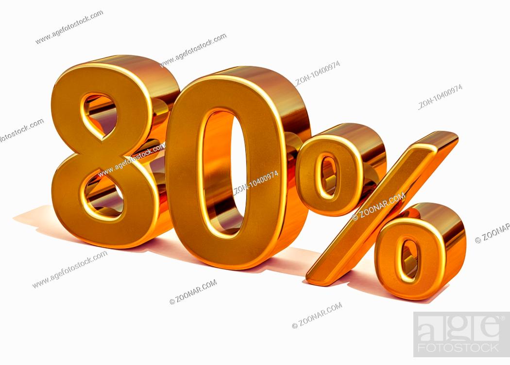 Stock Photo: Gold Sale 80%, Gold Percent Off Discount Sign, Sale Banner Template, Special Offer 80% Off Discount Tag, Golden Eighty Percentages Sign, Gold Sale Symbol.