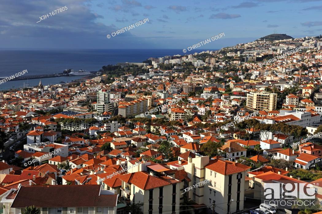 Stock Photo: aerial view from the aerial tramway, Funchal, Madeira island, Atlantic Ocean, Portugal.