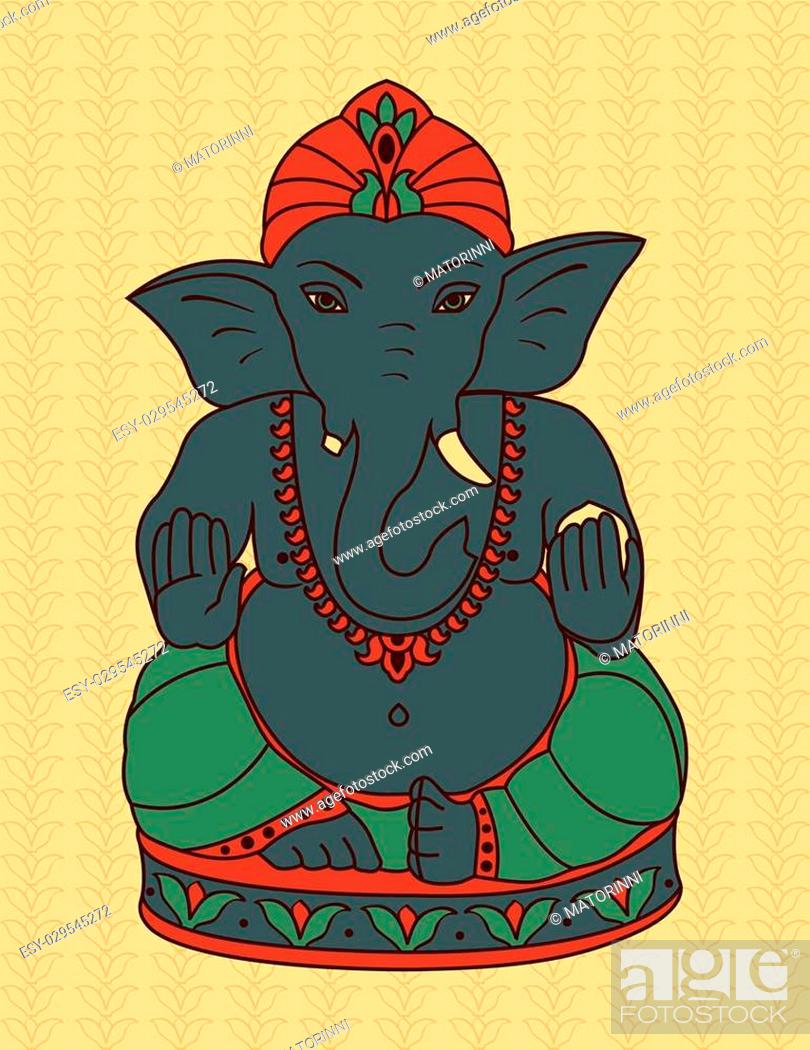 Vintage image with Lord Ganesha. Vector poster in retro style with Ganapati,  Stock Vector, Vector And Low Budget Royalty Free Image. Pic. ESY-029545272  | agefotostock