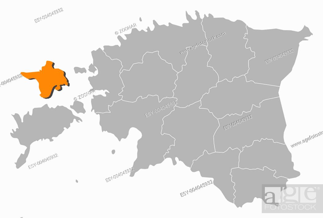 Stock Photo: Map of Estonia, Hiiu highlighted.