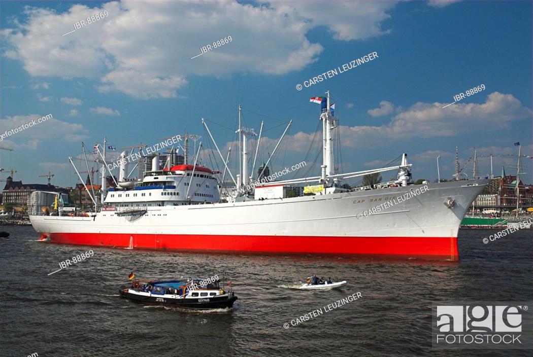 Stock Photo: Museum ship Cap San Diego in Hamburg during the 817th anniversary of Hamburg Harbour, Hamburg, Germany.