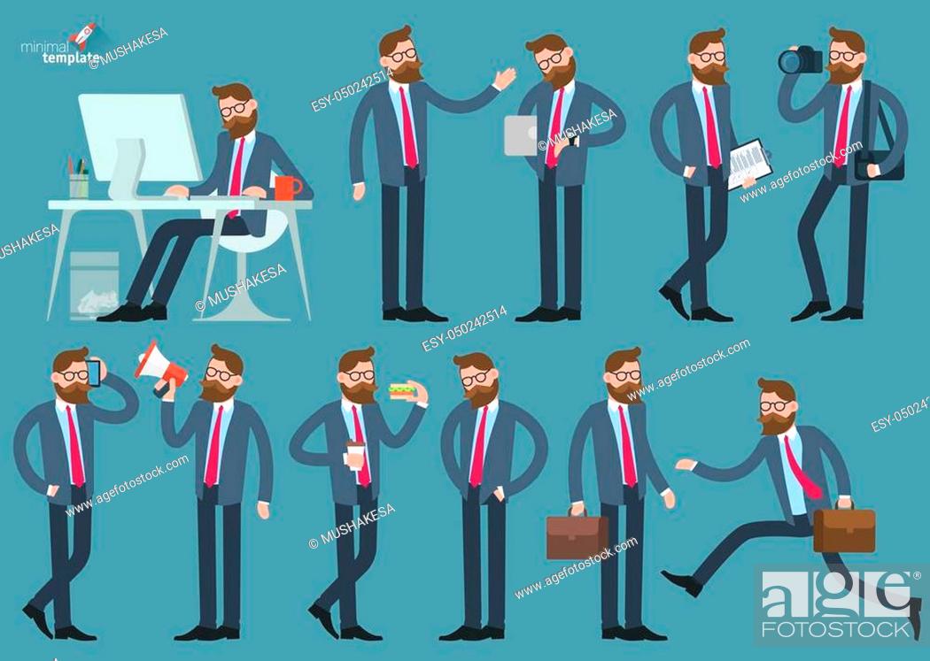 Cartoon man in business suit various poses and activities, Stock Vector,  Vector And Low Budget Royalty Free Image. Pic. ESY-050242514 | agefotostock