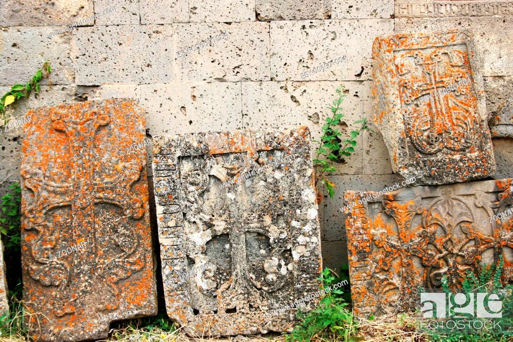 Stock Photo: Khachkars or cross-stones.