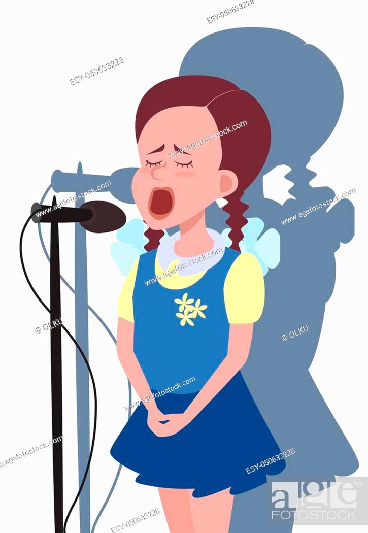 cartoon girl singing into microphone - funny vector illustration, Stock  Vector, Vector And Low Budget Royalty Free Image. Pic. ESY-050633228 |  agefotostock