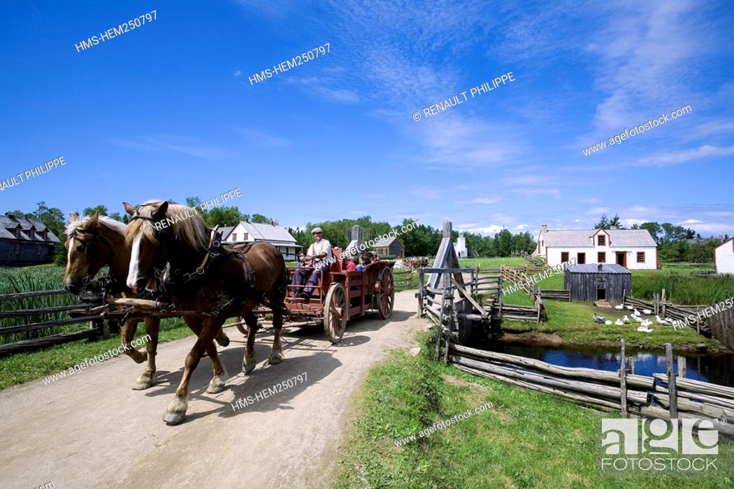 Stock Photo: Canada, New Brunswick, the Acadian coast, the Acadian historic village of Caraquet, carriage.