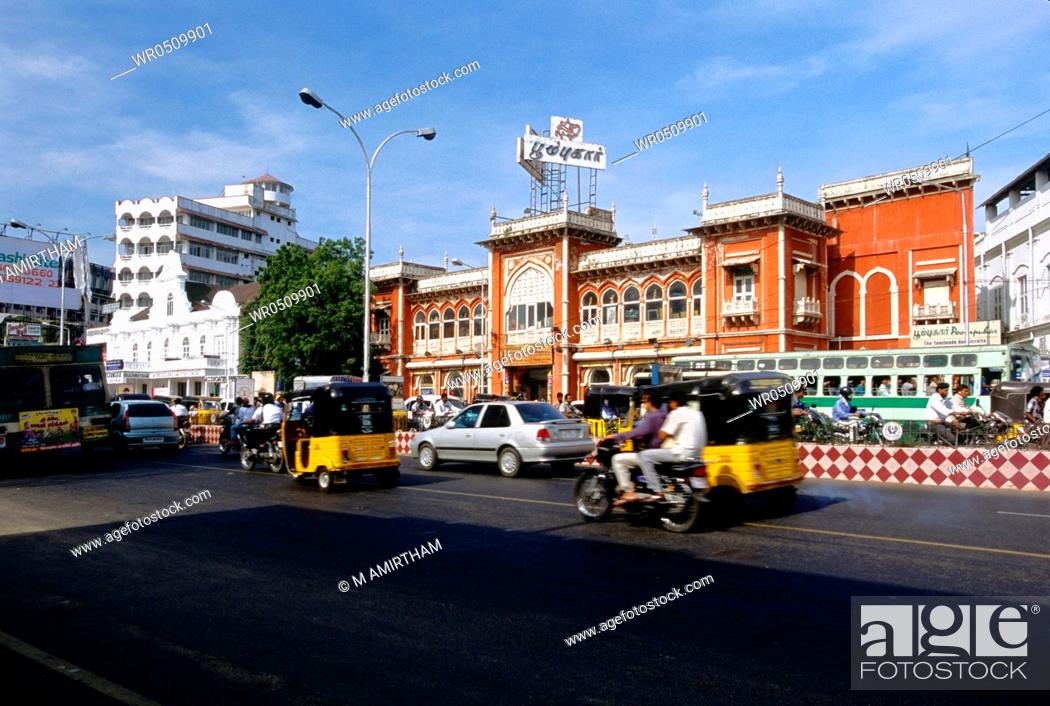 Stock Photo: Building in Anna salai , Mount Road , Madras Chennai , Tamil Nadu , India.