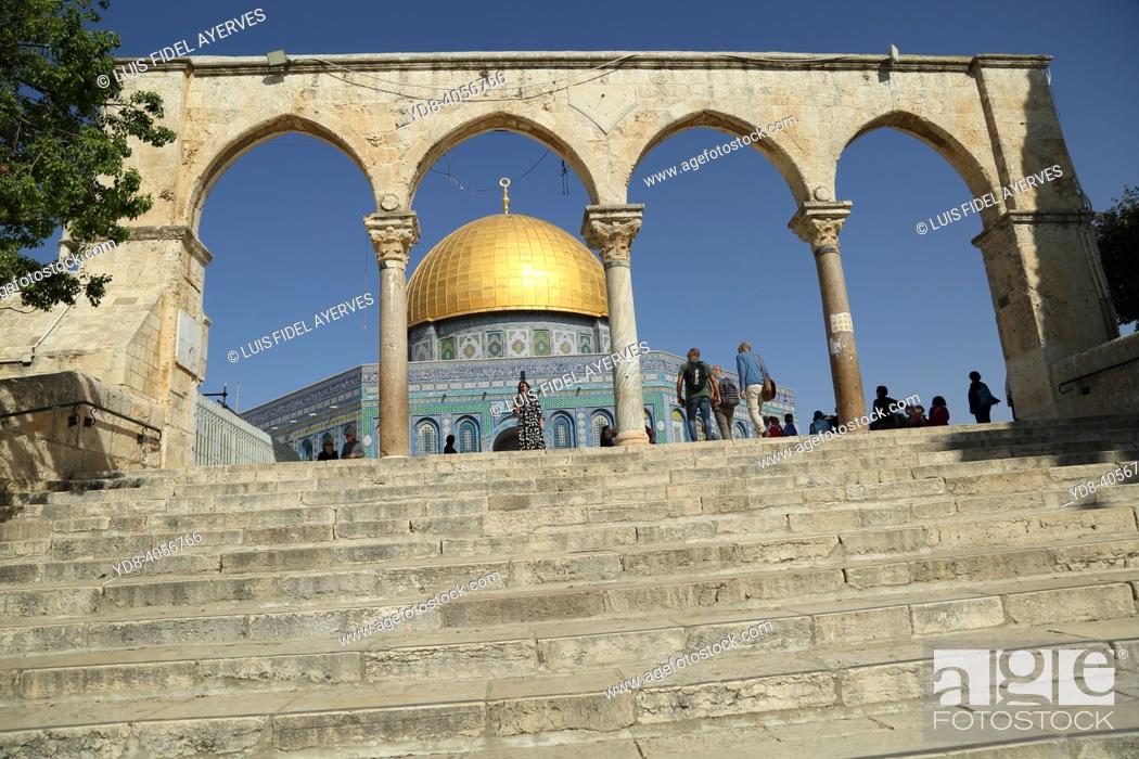Stock Photo: The Dome of the Rock or the Dome of the Rock is a monument located in Jerusalem, in the center of the Temple Mount or Esplanade of the Mosques.
