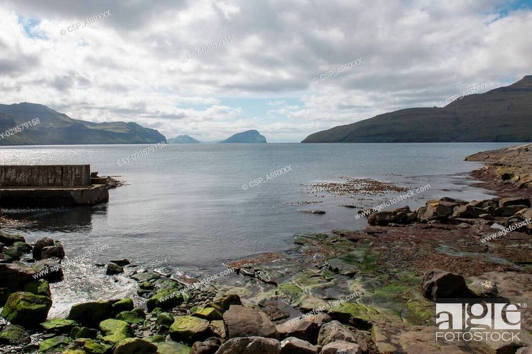 Stock Photo: View on the Faroe Islands towards Koltur.