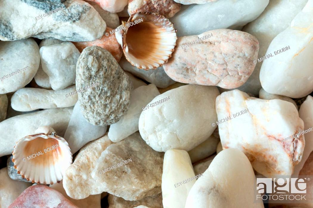 Stock Photo: Detail of the various sea pebbles - gravel stones.