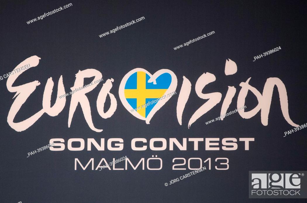 Stock Photo: The logo of the Eurovision Song Contest 2013 in Malmo, Sweden, 10 May 2013. The grand final of the 58th Eurovision Song Contest (ESC) takes place on 18 May 2013.