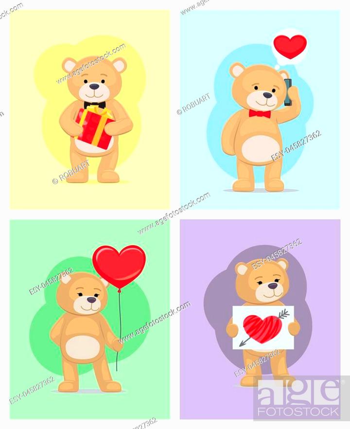 I love you and me teddy bears with heart sign vector illustration of  stuffed toy animals, Stock Vector, Vector And Low Budget Royalty Free  Image. Pic. ESY-045827362 | agefotostock