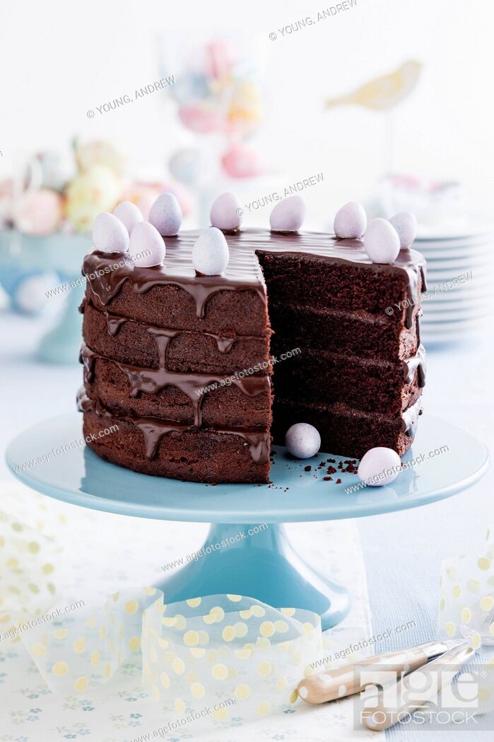 Stock Photo: Chocolate cake for Easter.