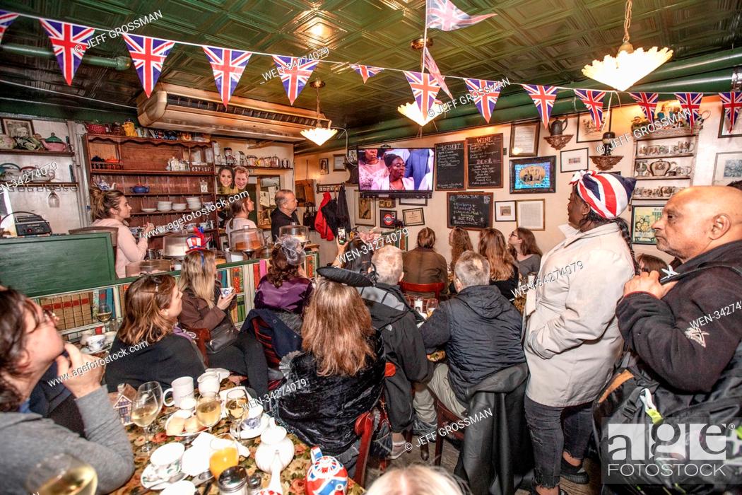 Stock Photo: New York City British Restaurant & Tea Shop ( Tea & Sympathy ) hosts an early morning Royal Wedding Viewing for its costumers Featuring: Atmosphere Where: New.