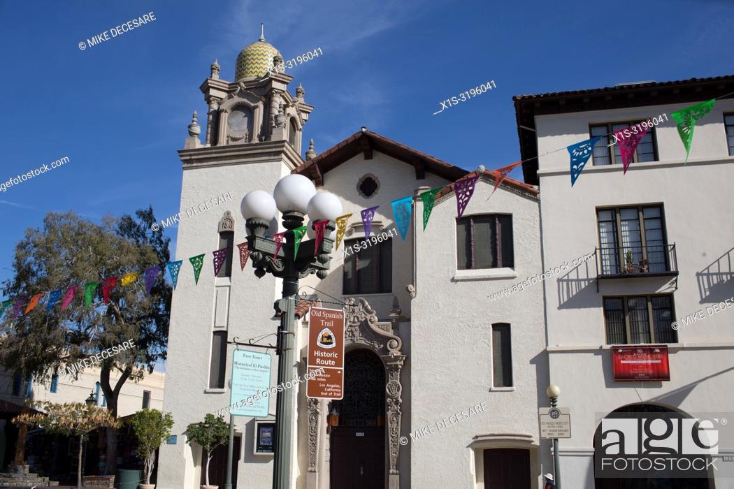 Stock Photo: Calle Olvera, El Pueblo, is the site where Los Angeles was founded and today is a Mexican marketplace that is a must see for LA visitors.