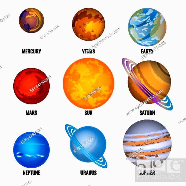 Set of Planets of solar system cartoon vector illustration, Stock Vector,  Vector And Low Budget Royalty Free Image. Pic. ESY-047504328 | agefotostock