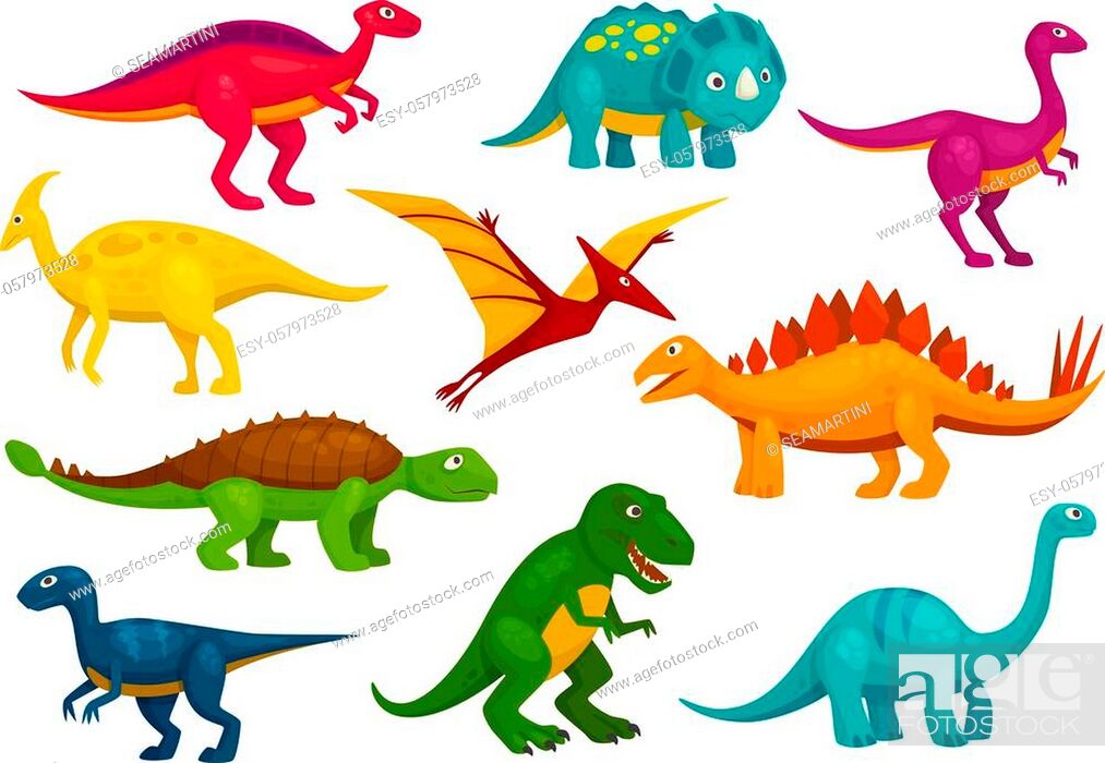 Dinosaurs cartoon collection. Cute t-rex, tyrannosaurus, pterosaur,  pterodactyl toy characters, Stock Vector, Vector And Low Budget Royalty  Free Image. Pic. ESY-057973528 | agefotostock